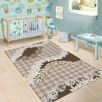 Brown Hawaii Tiare and Shell Lei Area Rug Hawaiian Palaka Luxury Vibes LT14 - Polynesian Pride
