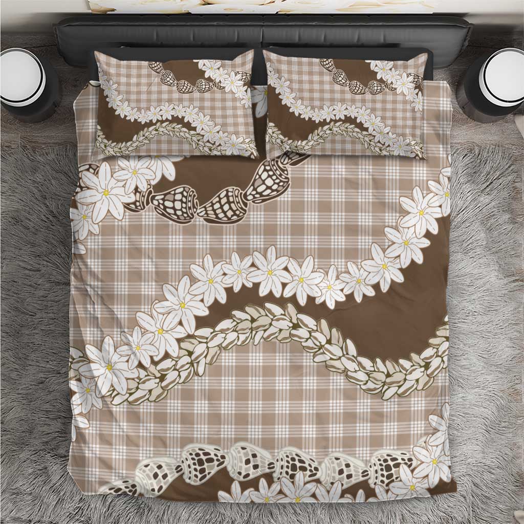 Brown Hawaii Tiare and Shell Lei Bedding Set Hawaiian Palaka Luxury Vibes LT14 Brown - Polynesian Pride