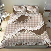 Brown Hawaii Tiare and Shell Lei Bedding Set Hawaiian Palaka Luxury Vibes LT14 - Polynesian Pride