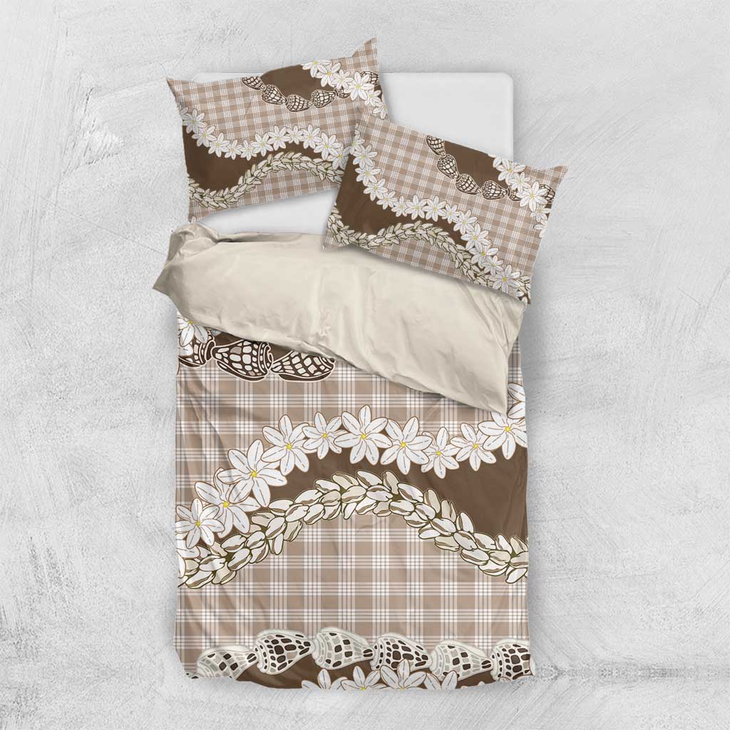 Brown Hawaii Tiare and Shell Lei Bedding Set Hawaiian Palaka Luxury Vibes LT14 US Twin 172cm x 218cm Brown - Polynesian Pride