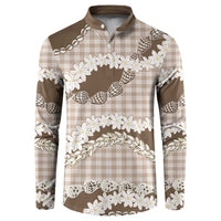 Brown Hawaii Tiare and Shell Lei Button Sweatshirt Hawaiian Palaka Luxury Vibes LT14 Brown - Polynesian Pride