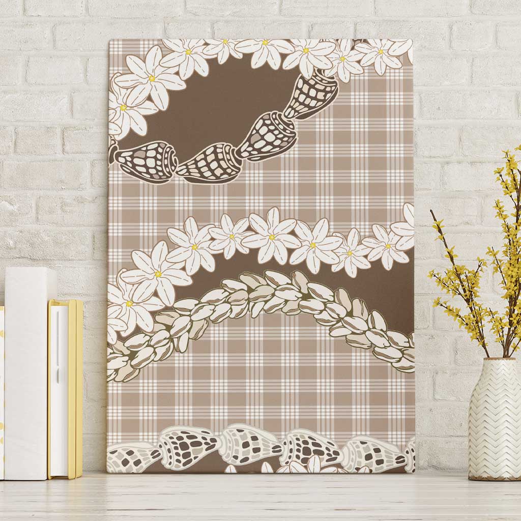 Brown Hawaii Tiare and Shell Lei Canvas Wall Art Hawaiian Palaka Luxury Vibes LT14 Without Frame Brown - Polynesian Pride