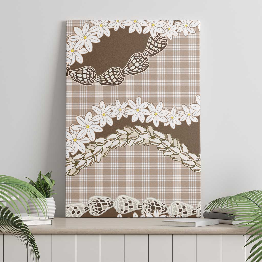 Brown Hawaii Tiare and Shell Lei Canvas Wall Art Hawaiian Palaka Luxury Vibes LT14 - Polynesian Pride