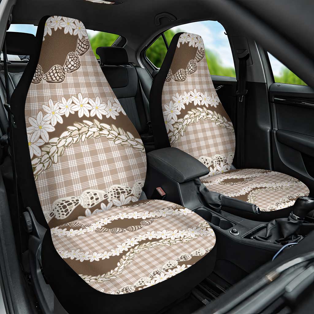 Brown Hawaii Tiare and Shell Lei Car Seat Cover Hawaiian Palaka Luxury Vibes LT14 One Size Brown - Polynesian Pride