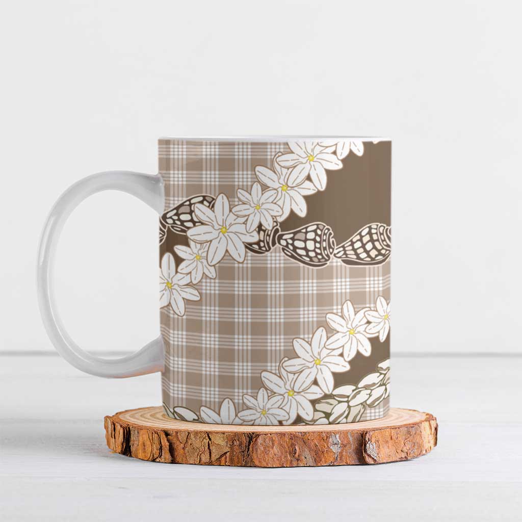 Brown Hawaii Tiare and Shell Lei Ceramic Mug Hawaiian Palaka Luxury Vibes LT14 Brown - Polynesian Pride