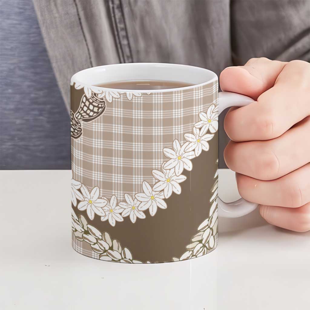 Brown Hawaii Tiare and Shell Lei Ceramic Mug Hawaiian Palaka Luxury Vibes LT14 - Polynesian Pride