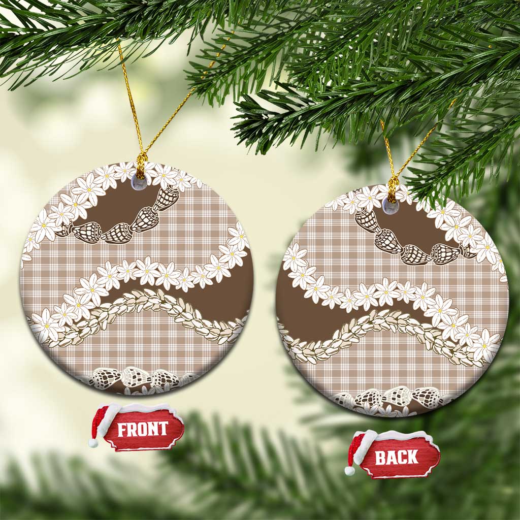 Brown Hawaii Tiare and Shell Lei Ceramic Ornament Hawaiian Palaka Luxury Vibes LT14 Circle Brown - Polynesian Pride