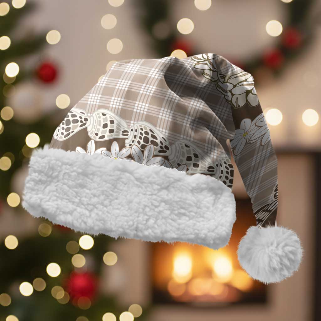 Brown Hawaii Tiare and Shell Lei Christmas Santa Hat Hawaiian Palaka Luxury Vibes LT14 With Fur Brown - Polynesian Pride