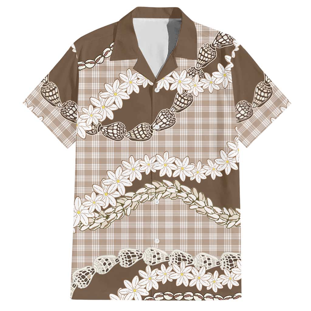 Brown Hawaii Tiare and Shell Lei Hawaiian Shirt Hawaiian Palaka Luxury Vibes LT14 Brown - Polynesian Pride