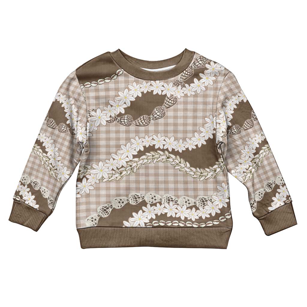 Brown Hawaii Tiare and Shell Lei Kid Ugly Christmas Sweater Hawaiian Palaka Luxury Vibes LT14 Kid Brown - Polynesian Pride
