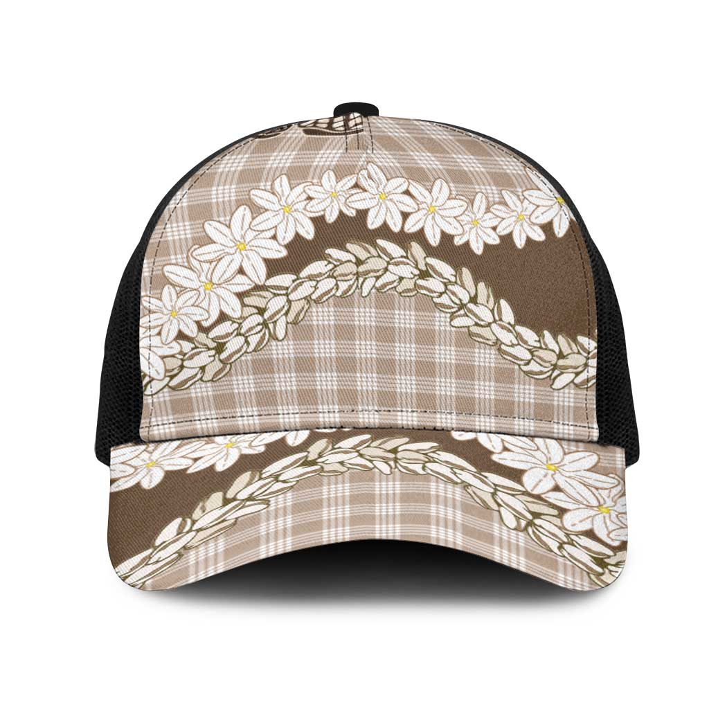 Brown Hawaii Tiare and Shell Lei Mesh Trucker Cap Hawaiian Palaka Luxury Vibes LT14 One Size Black Brown - Polynesian Pride