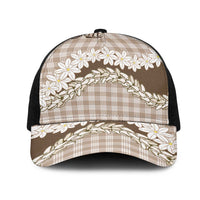 Brown Hawaii Tiare and Shell Lei Mesh Trucker Cap Hawaiian Palaka Luxury Vibes LT14 One Size Black Brown - Polynesian Pride