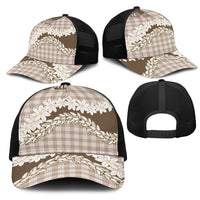 Brown Hawaii Tiare and Shell Lei Mesh Trucker Cap Hawaiian Palaka Luxury Vibes LT14 - Polynesian Pride