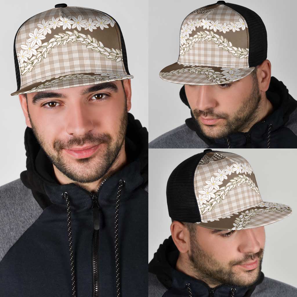 Brown Hawaii Tiare and Shell Lei Mesh Trucker Cap Hawaiian Palaka Luxury Vibes LT14 - Polynesian Pride