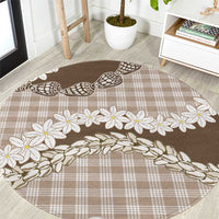 Brown Hawaii Tiare and Shell Lei Round Carpet Hawaiian Palaka Luxury Vibes LT14 Brown - Polynesian Pride