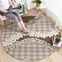 Brown Hawaii Tiare and Shell Lei Round Carpet Hawaiian Palaka Luxury Vibes LT14 - Polynesian Pride
