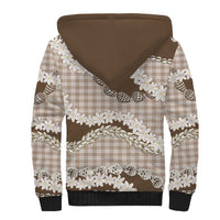 Brown Hawaii Tiare and Shell Lei Sherpa Hoodie Hawaiian Palaka Luxury Vibes LT14 - Polynesian Pride