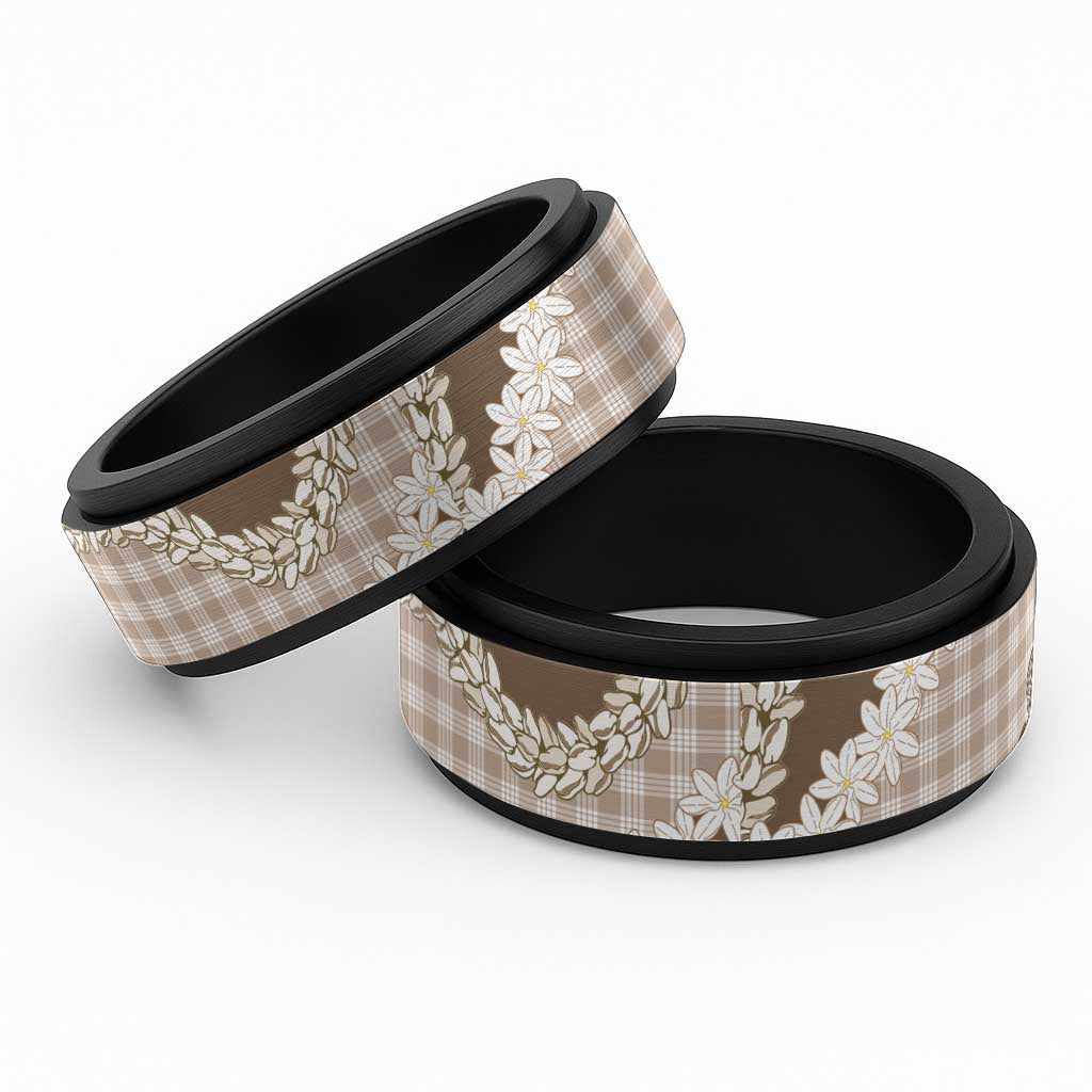 Brown Hawaii Tiare and Shell Lei Spinner Ring Hawaiian Palaka Luxury Vibes LT14 Black Brown - Polynesian Pride