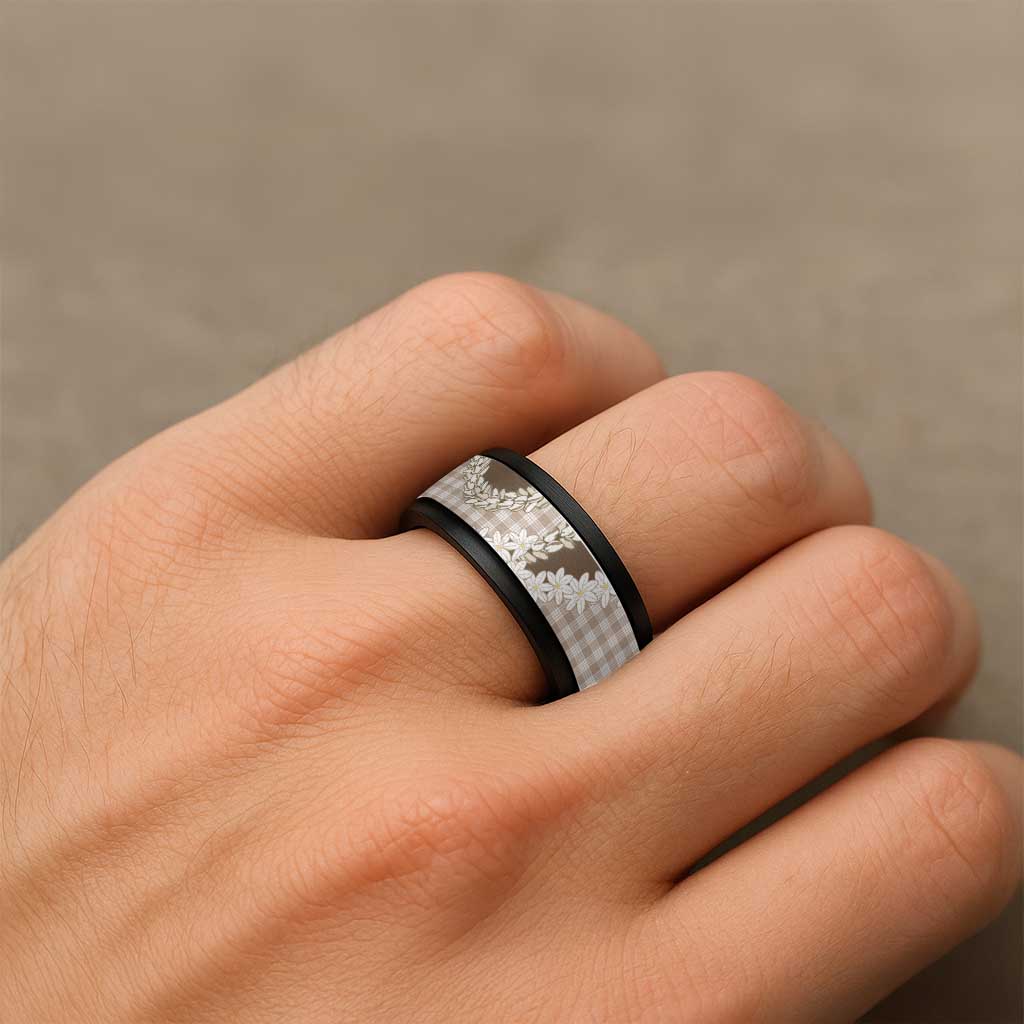Brown Hawaii Tiare and Shell Lei Spinner Ring Hawaiian Palaka Luxury Vibes LT14 - Polynesian Pride