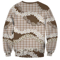 Brown Hawaii Tiare and Shell Lei Sweatshirt Hawaiian Palaka Luxury Vibes LT14 - Polynesian Pride