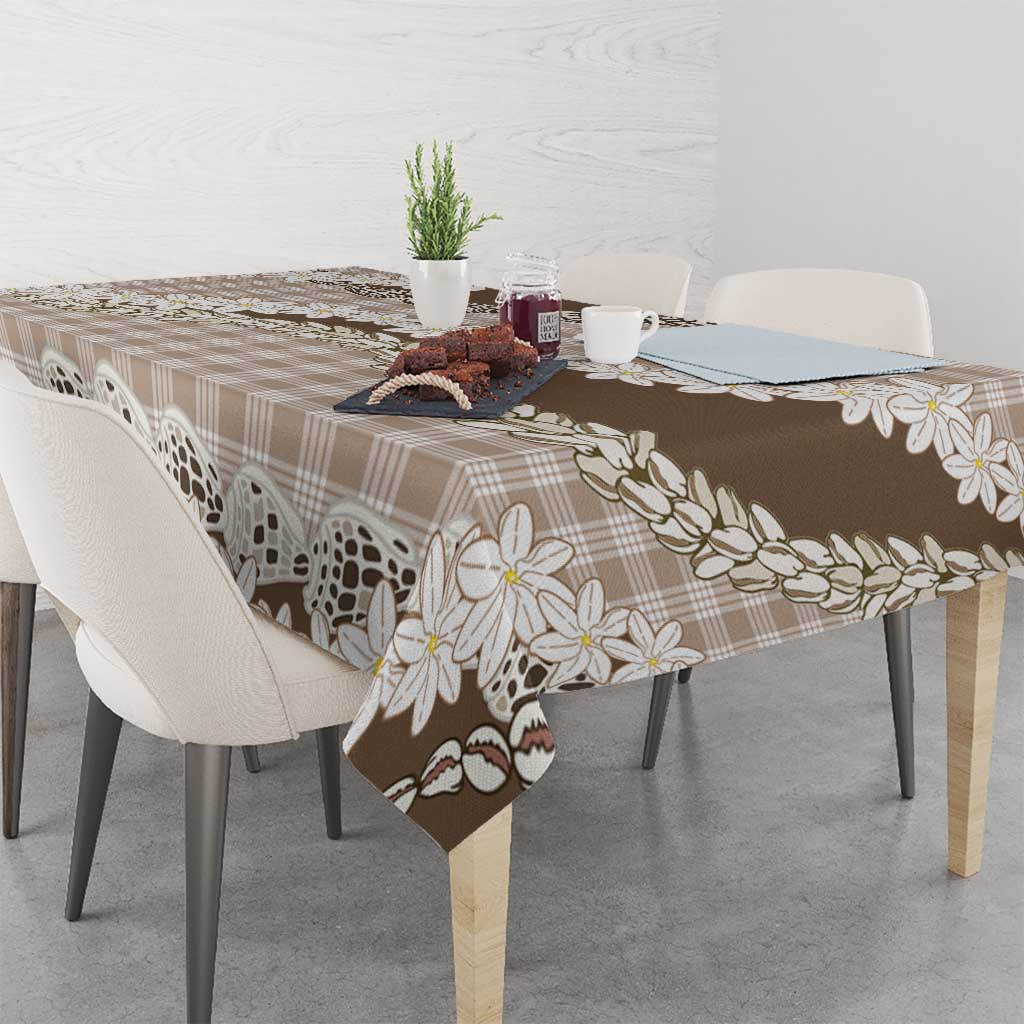 Brown Hawaii Tiare and Shell Lei Tablecloth Hawaiian Palaka Luxury Vibes LT14 - Polynesian Pride