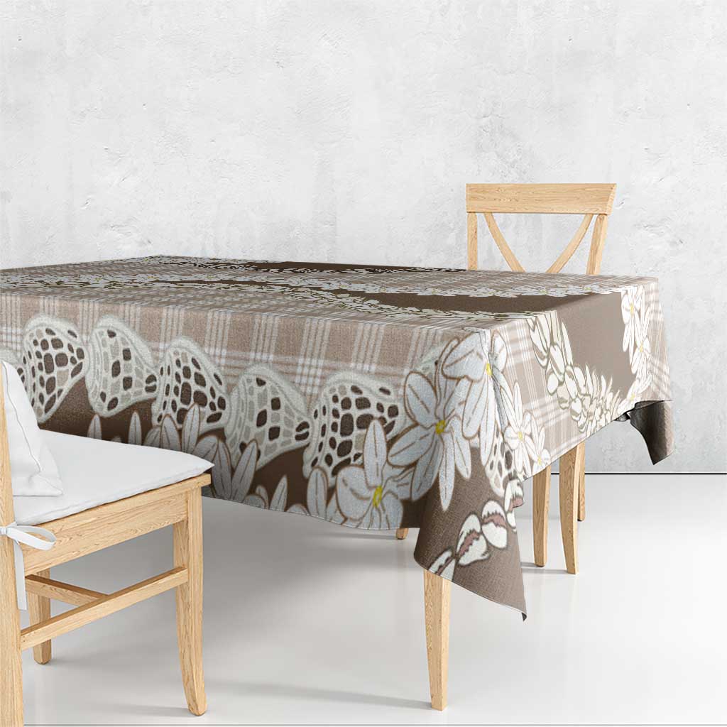 Brown Hawaii Tiare and Shell Lei Tablecloth Hawaiian Palaka Luxury Vibes LT14 - Polynesian Pride