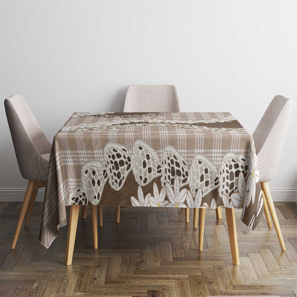Brown Hawaii Tiare and Shell Lei Tablecloth Hawaiian Palaka Luxury Vibes LT14 - Polynesian Pride