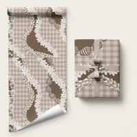 Brown Hawaii Tiare and Shell Lei Wrapping Paper Hawaiian Palaka Luxury Vibes LT14 58" × 23" Brown - Polynesian Pride