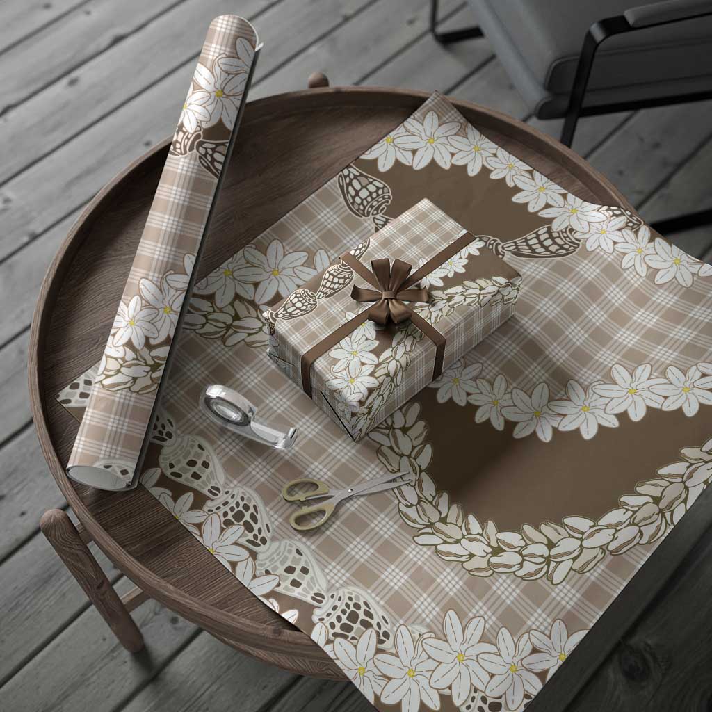 Brown Hawaii Tiare and Shell Lei Wrapping Paper Hawaiian Palaka Luxury Vibes LT14 - Polynesian Pride