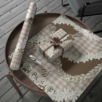 Brown Hawaii Tiare and Shell Lei Wrapping Paper Hawaiian Palaka Luxury Vibes LT14 - Polynesian Pride