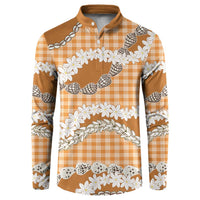 Orange Hawaii Tiare and Shell Lei Button Sweatshirt Hawaiian Palaka Luxury Vibes LT14 Orange - Polynesian Pride