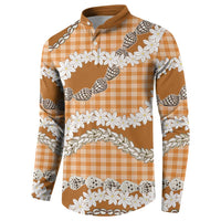Orange Hawaii Tiare and Shell Lei Button Sweatshirt Hawaiian Palaka Luxury Vibes LT14 - Polynesian Pride