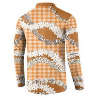 Orange Hawaii Tiare and Shell Lei Button Sweatshirt Hawaiian Palaka Luxury Vibes LT14 - Polynesian Pride