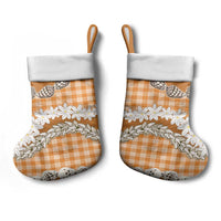 Orange Hawaii Tiare and Shell Lei Christmas Stocking Hawaiian Palaka Luxury Vibes LT14 - Polynesian Pride