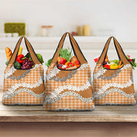 Orange Hawaii Tiare and Shell Lei Grocery Bag Hawaiian Palaka Luxury Vibes LT14 3-pack One Size Orange - Polynesian Pride