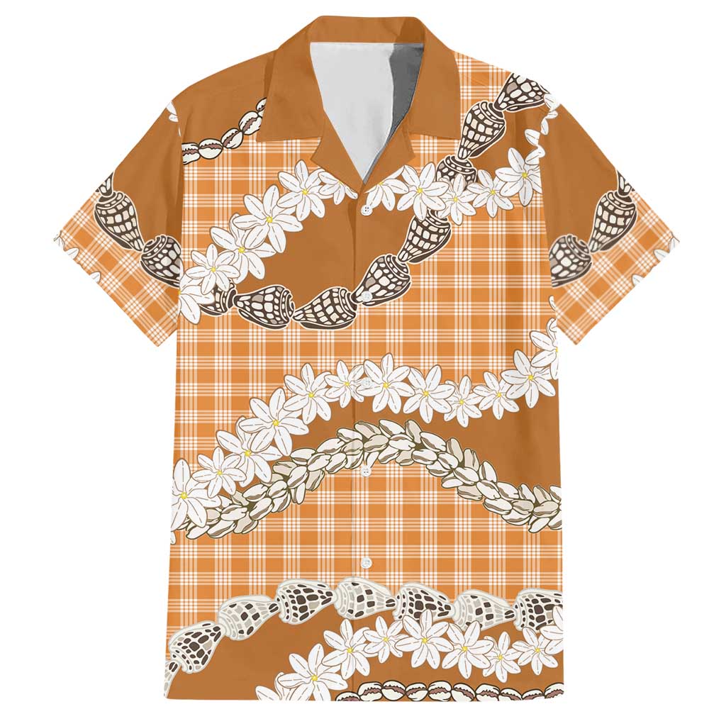 Orange Hawaii Tiare and Shell Lei Hawaiian Shirt Hawaiian Palaka Luxury Vibes LT14 Orange - Polynesian Pride