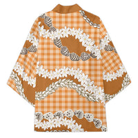 Orange Hawaii Tiare and Shell Lei Kimono Hawaiian Palaka Luxury Vibes LT14 - Polynesian Pride