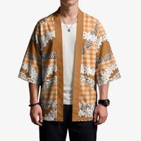Orange Hawaii Tiare and Shell Lei Kimono Hawaiian Palaka Luxury Vibes LT14 - Polynesian Pride