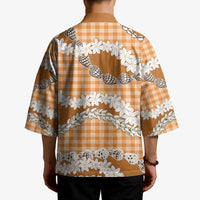 Orange Hawaii Tiare and Shell Lei Kimono Hawaiian Palaka Luxury Vibes LT14 - Polynesian Pride