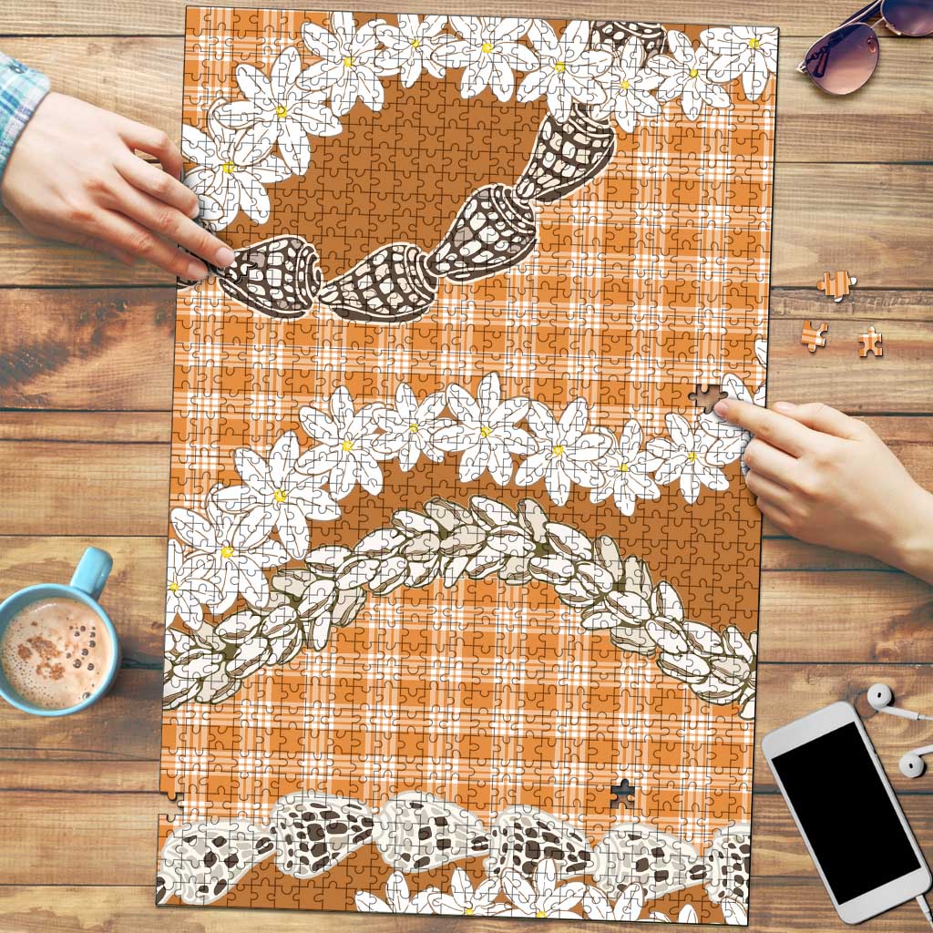 Orange Hawaii Tiare and Shell Lei Puzzle Hawaiian Palaka Luxury Vibes LT14 Orange - Polynesian Pride