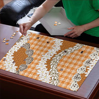 Orange Hawaii Tiare and Shell Lei Puzzle Hawaiian Palaka Luxury Vibes LT14 - Polynesian Pride