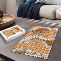 Orange Hawaii Tiare and Shell Lei Puzzle Hawaiian Palaka Luxury Vibes LT14 - Polynesian Pride
