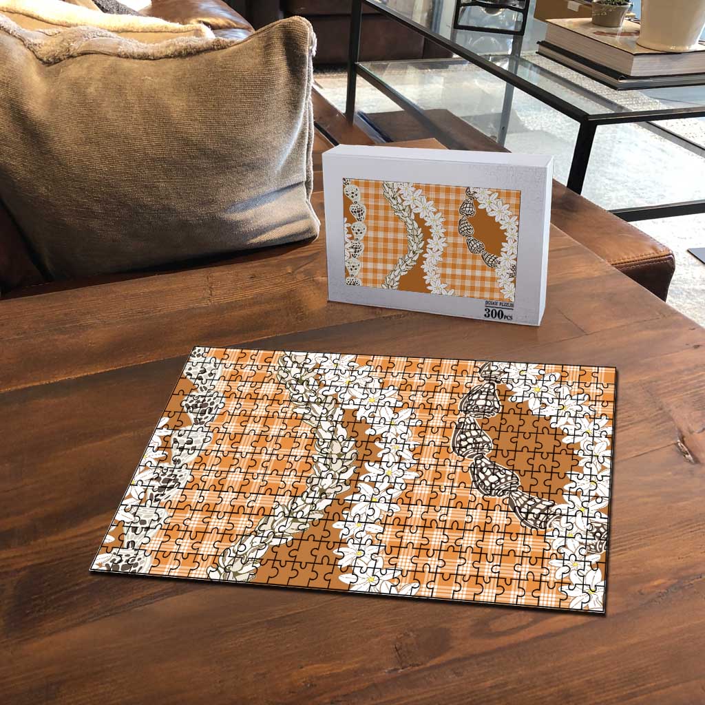 Orange Hawaii Tiare and Shell Lei Puzzle Hawaiian Palaka Luxury Vibes LT14 - Polynesian Pride