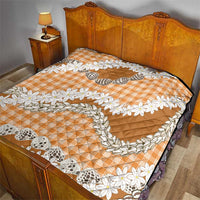 Orange Hawaii Tiare and Shell Lei Quilt Hawaiian Palaka Luxury Vibes LT14 - Polynesian Pride
