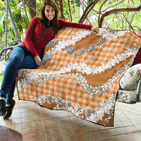 Orange Hawaii Tiare and Shell Lei Quilt Hawaiian Palaka Luxury Vibes LT14 - Polynesian Pride