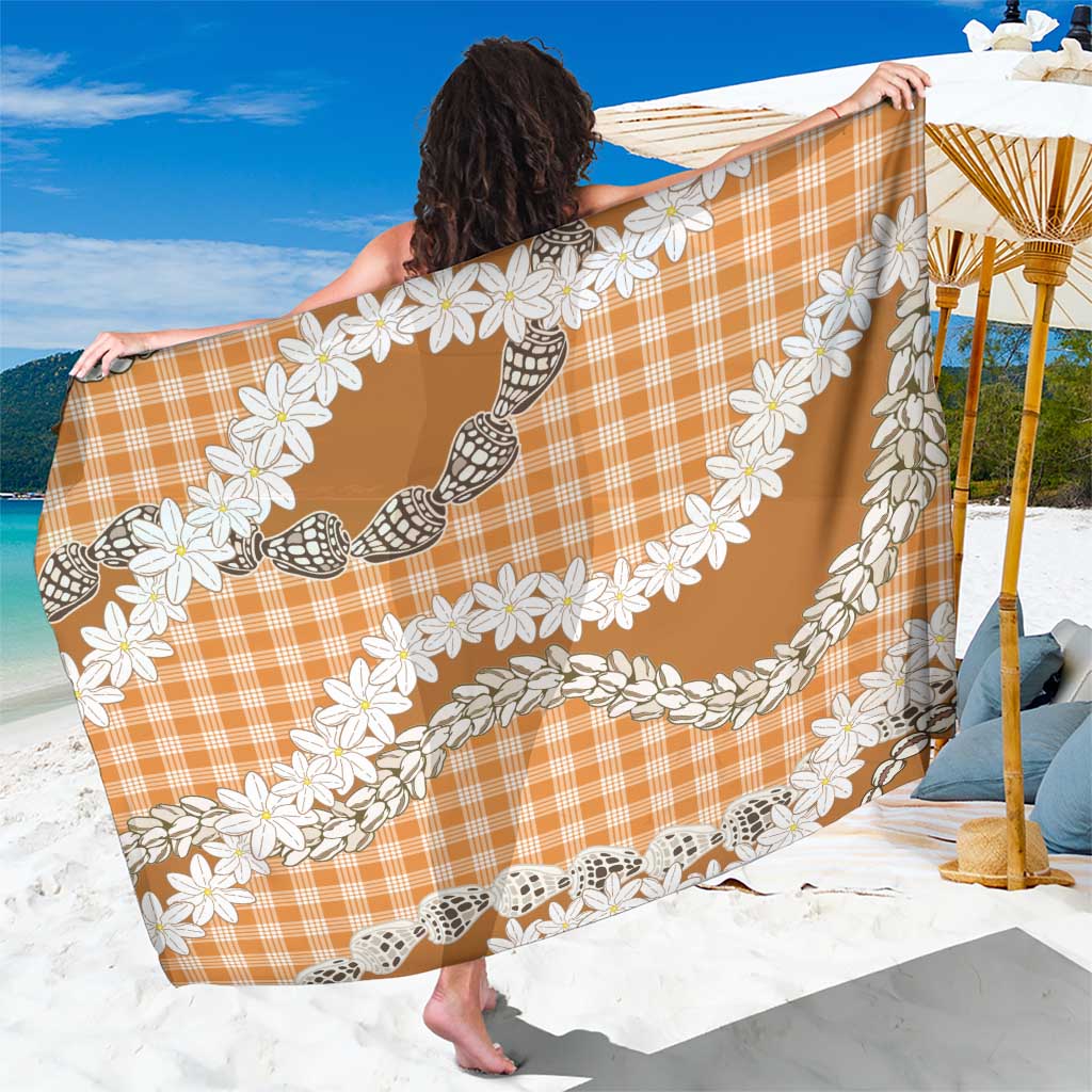 Orange Hawaii Tiare and Shell Lei Sarong Hawaiian Palaka Luxury Vibes LT14 One Size 44 x 66 inches Orange - Polynesian Pride