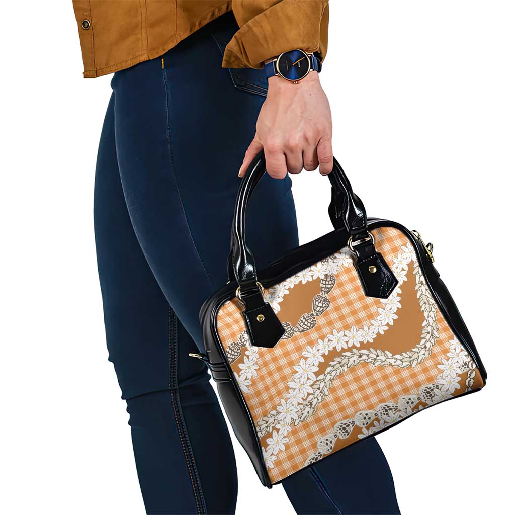 Orange Hawaii Tiare and Shell Lei Shoulder Handbag Hawaiian Palaka Luxury Vibes LT14 - Polynesian Pride