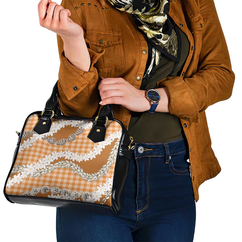 Orange Hawaii Tiare and Shell Lei Shoulder Handbag Hawaiian Palaka Luxury Vibes LT14 - Polynesian Pride