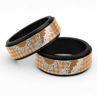 Orange Hawaii Tiare and Shell Lei Spinner Ring Hawaiian Palaka Luxury Vibes LT14 Black Orange - Polynesian Pride