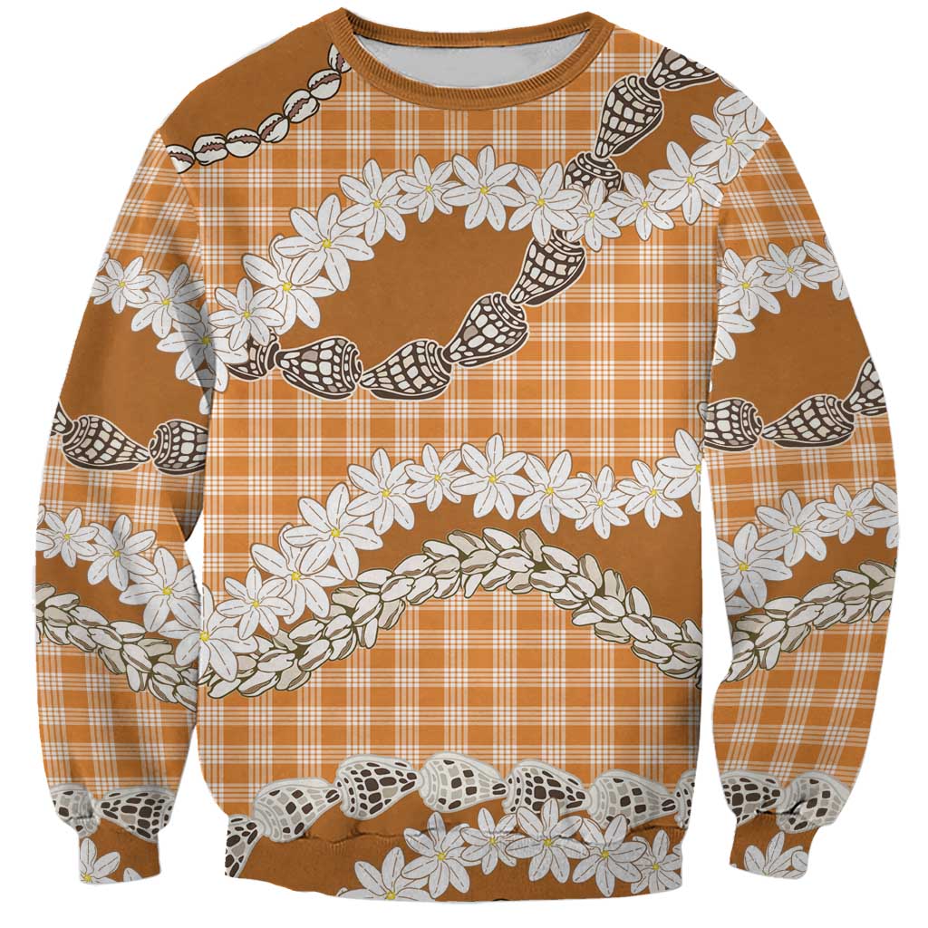 Orange Hawaii Tiare and Shell Lei Sweatshirt Hawaiian Palaka Luxury Vibes LT14 Unisex Orange - Polynesian Pride
